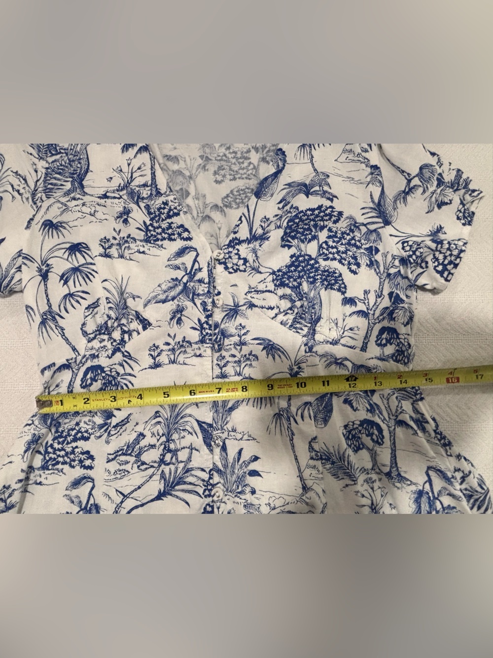 Nicole Miller White Mini Dress with Blue Botanical Toile - Picture 9 of 12
